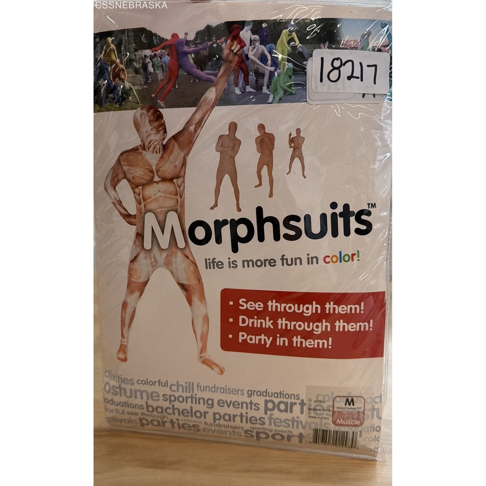 Morphsuits Unisex Muscle Body Suit Costume Anatomical Print Spandex Sz M